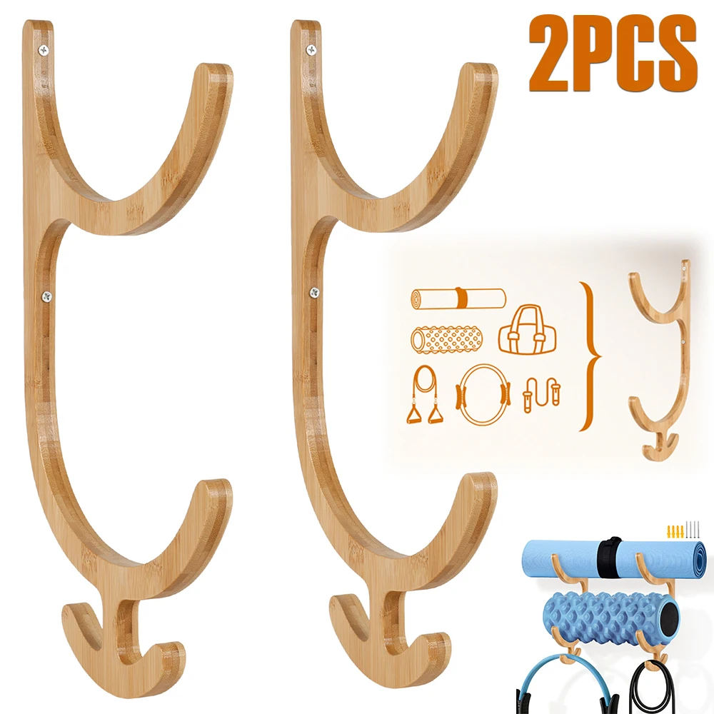 Home Gym On Carpet - 2 szt. Drewniany uchwyt ścienny na
