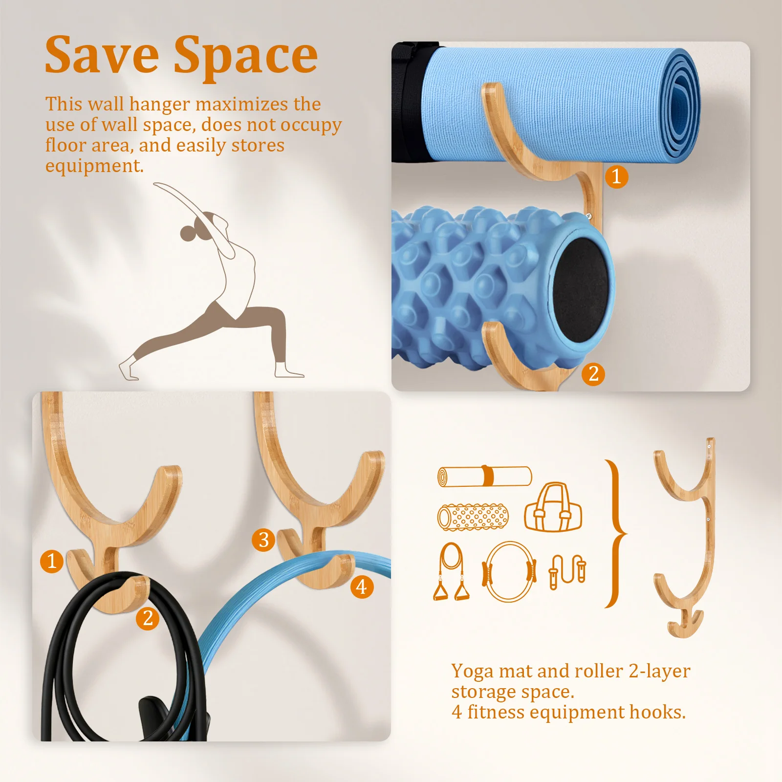 2 szt. Drewniany uchwyt ścienn – Home Gym On Carpet recenzja i cena